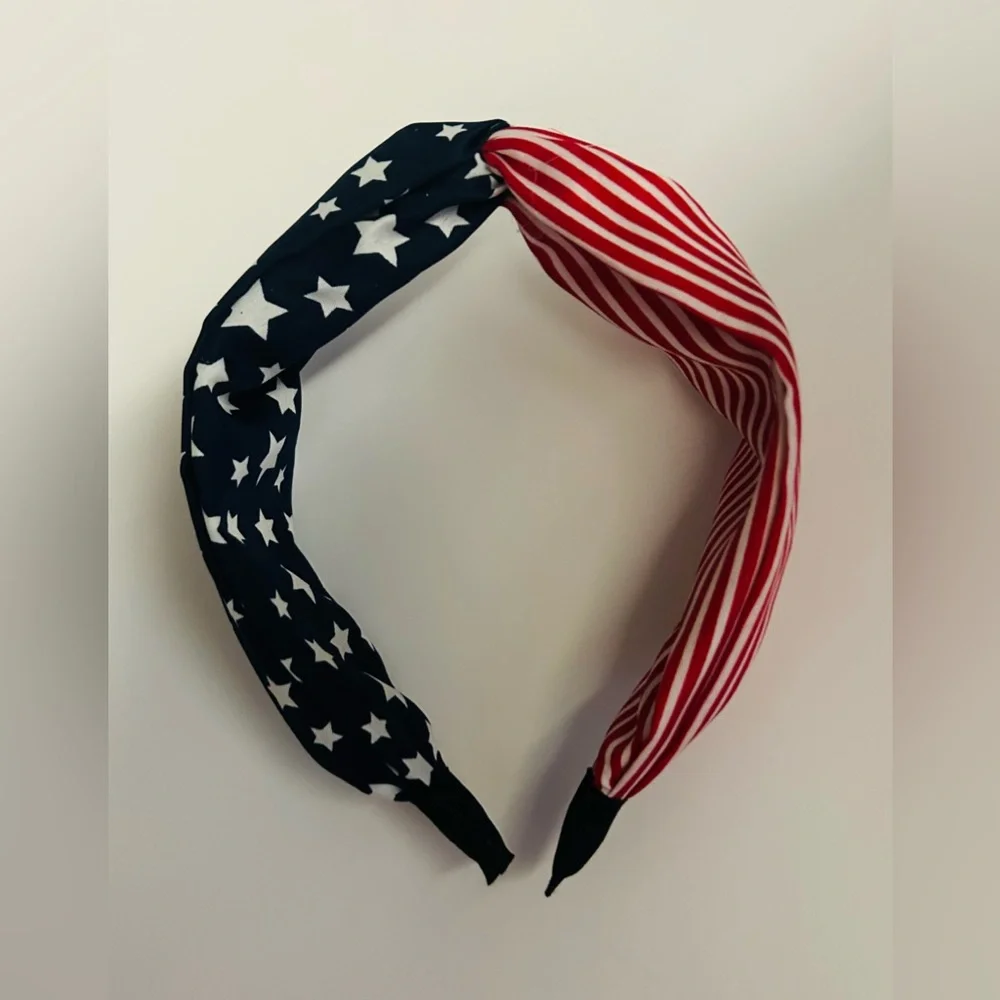 New Seasonal Collection Patriotic Headband Stars Stripes Red White Blue Cloth